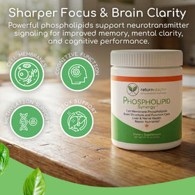 Poudre Synergie Phospholipides Return Healthy 270 g dans un verre d'eau