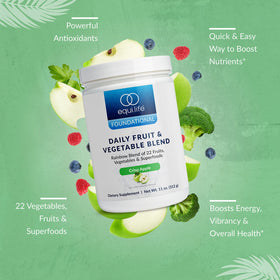 Poudre verte Equilife mélangée avec un smoothie