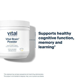 Poudre Vitale pour le Cerveau Vital Nutrients 150g, en préparation dans un verre