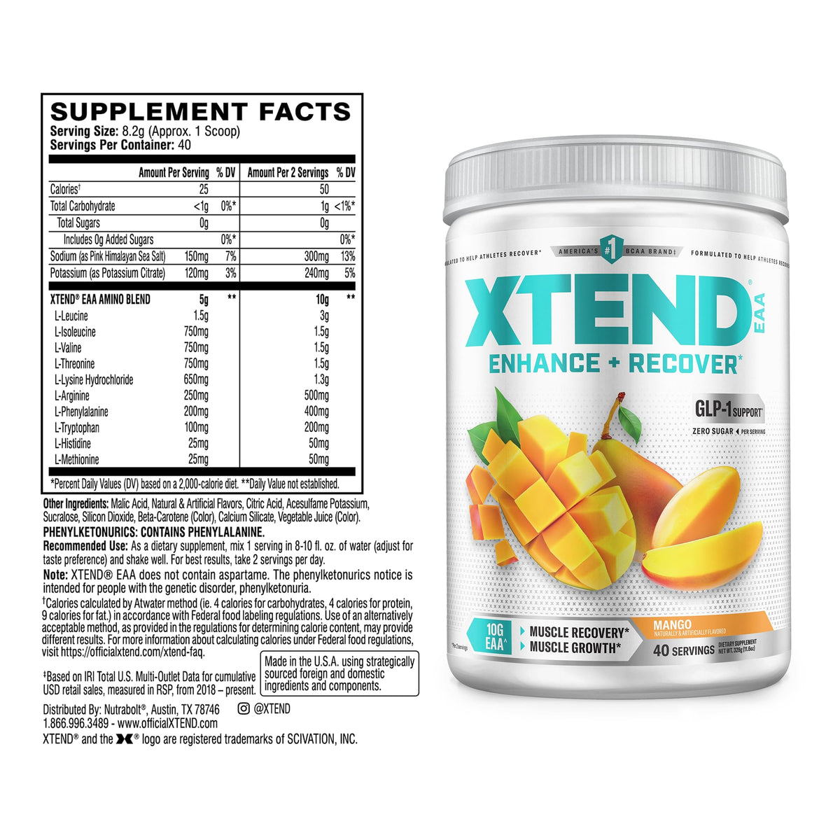 Poudre Xtend EAA + BCAA 408g avec cuillère doseuse