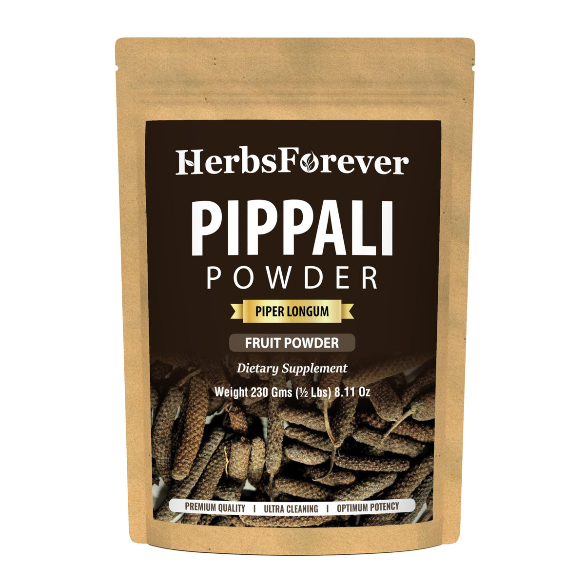 Poudres de Pippali d'Herbsforever dans un emballage refermable de 230g