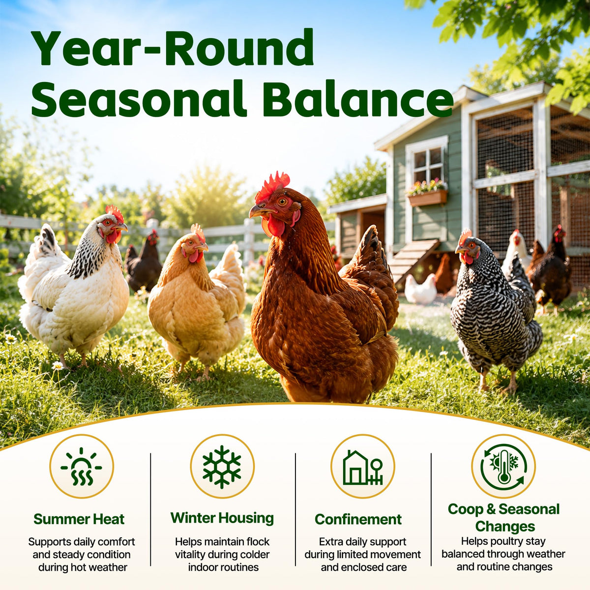 Poules en bonne santé après utilisation de la poudre de sélénium