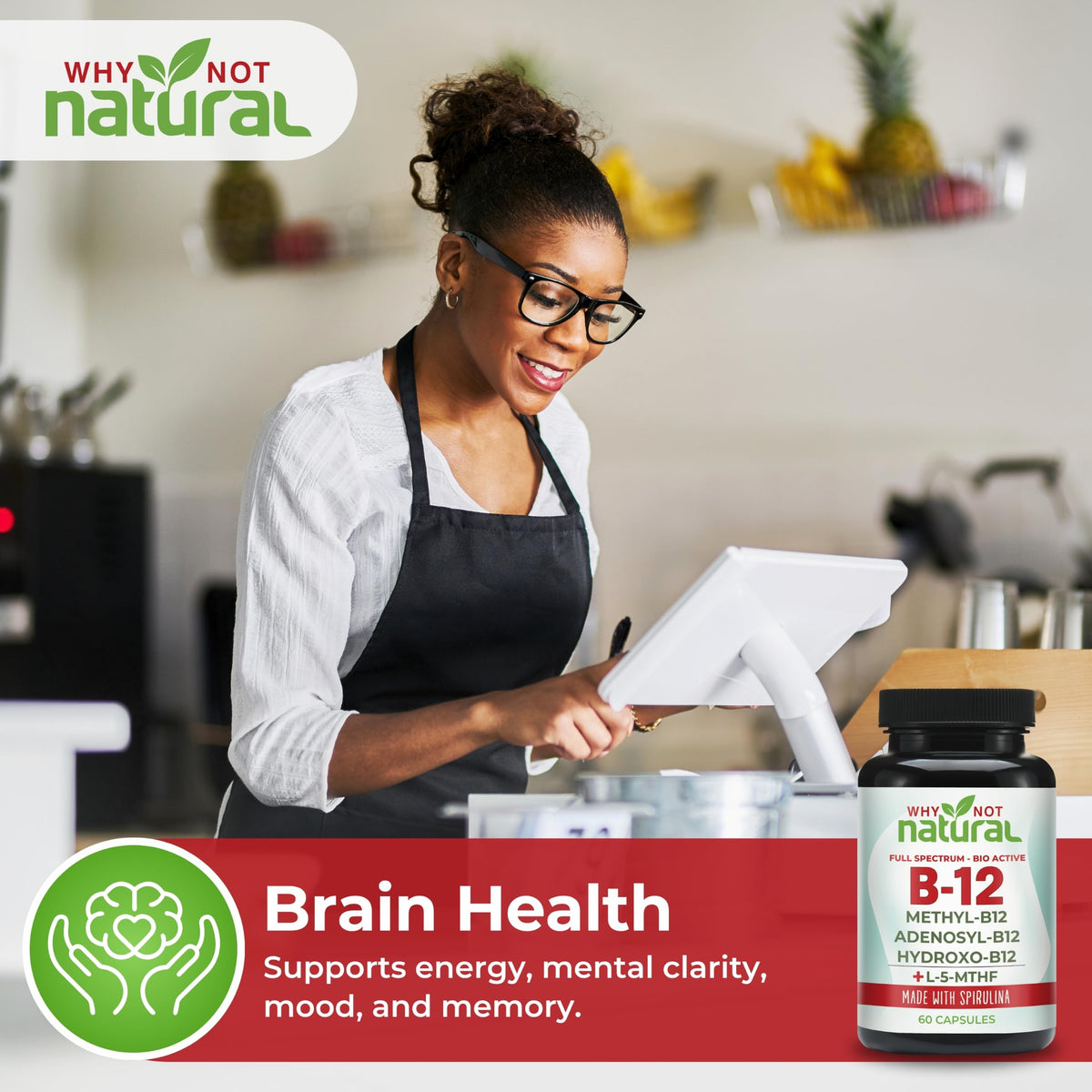 Pourquoi pas naturel Vitamine B12 5000 mcg vue de côté