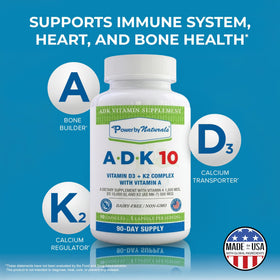 Power By Naturals ADK 10 capsules avec flacon ouvert