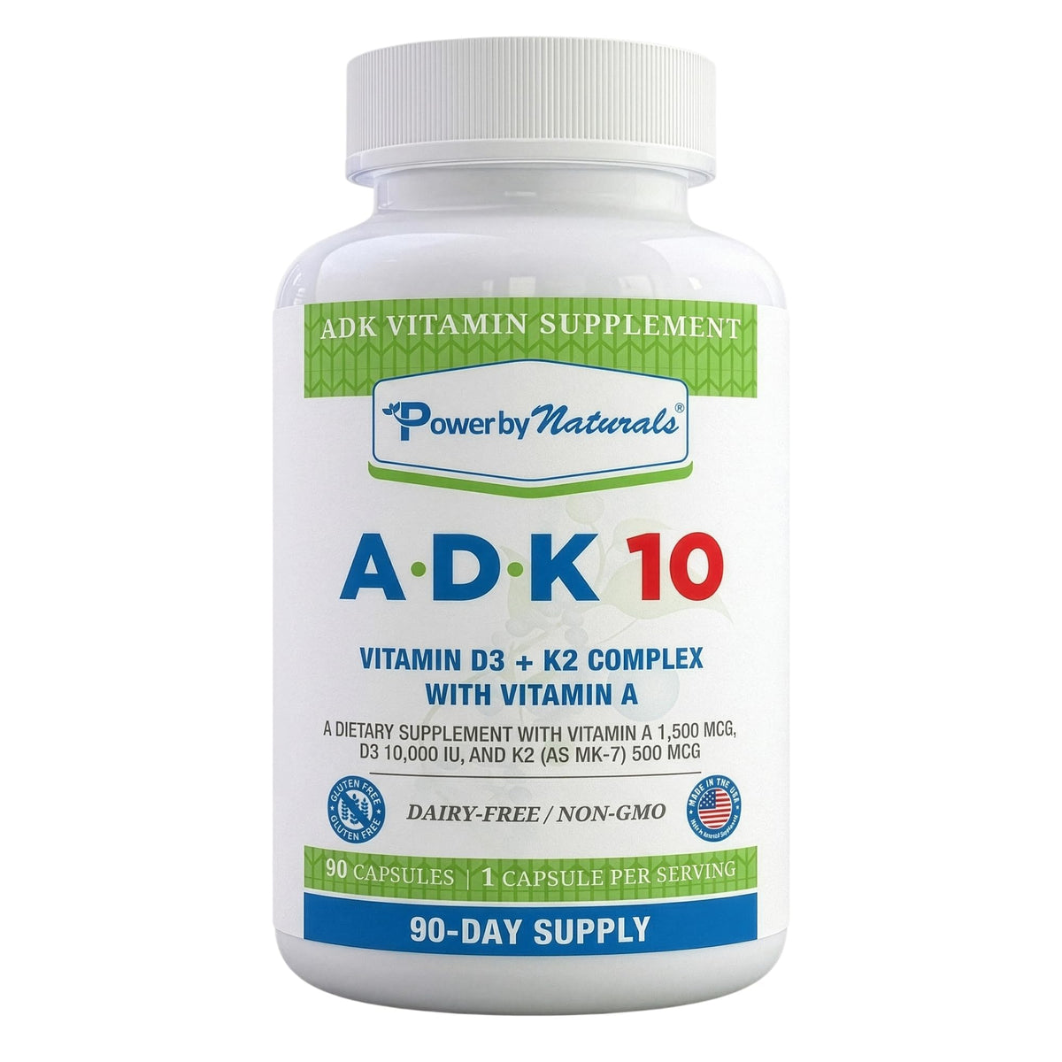 Power By Naturals ADK 10 flacon de 90 capsules vue de face