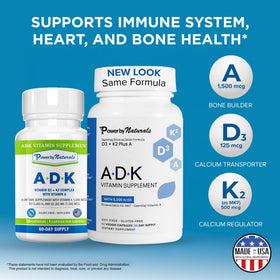 Power By Naturals ADK capsules avec dosage de vitamines