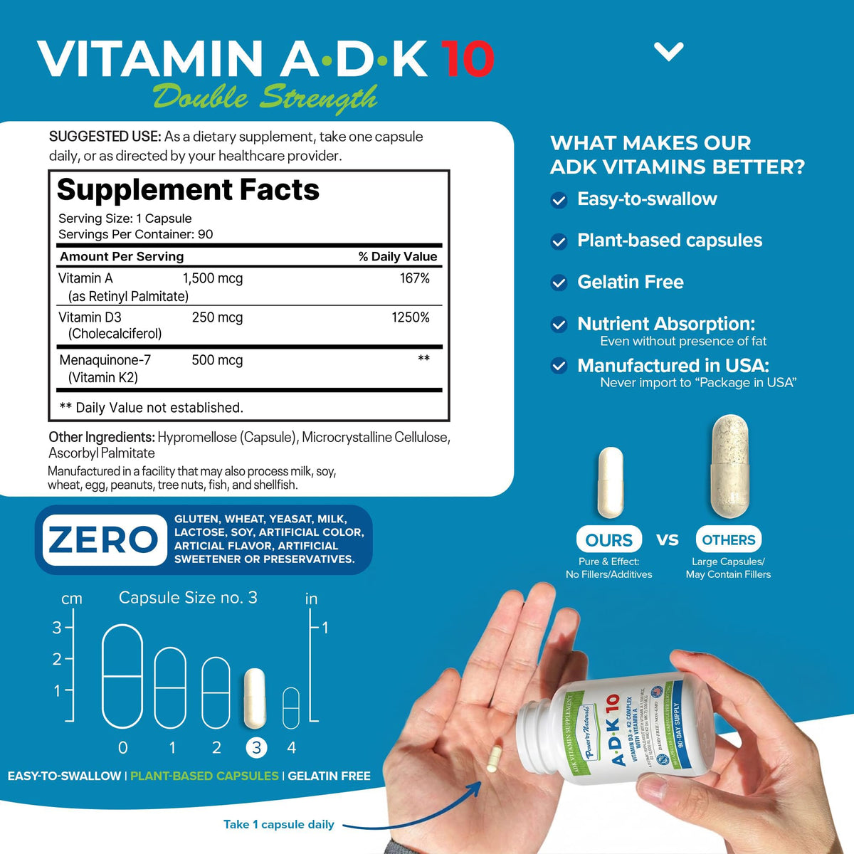Power By Naturals Complément Alimentaire ADK 180 Capsules - ingrédients