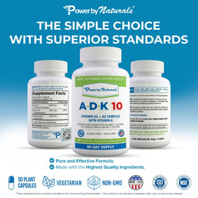 Power By Naturals Complément Alimentaire ADK 180 Capsules - prise quotidienne