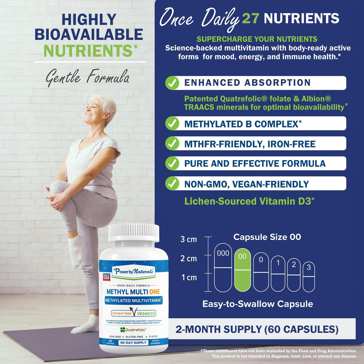 Power By Naturals Methyl Multi One 60 capsules back view