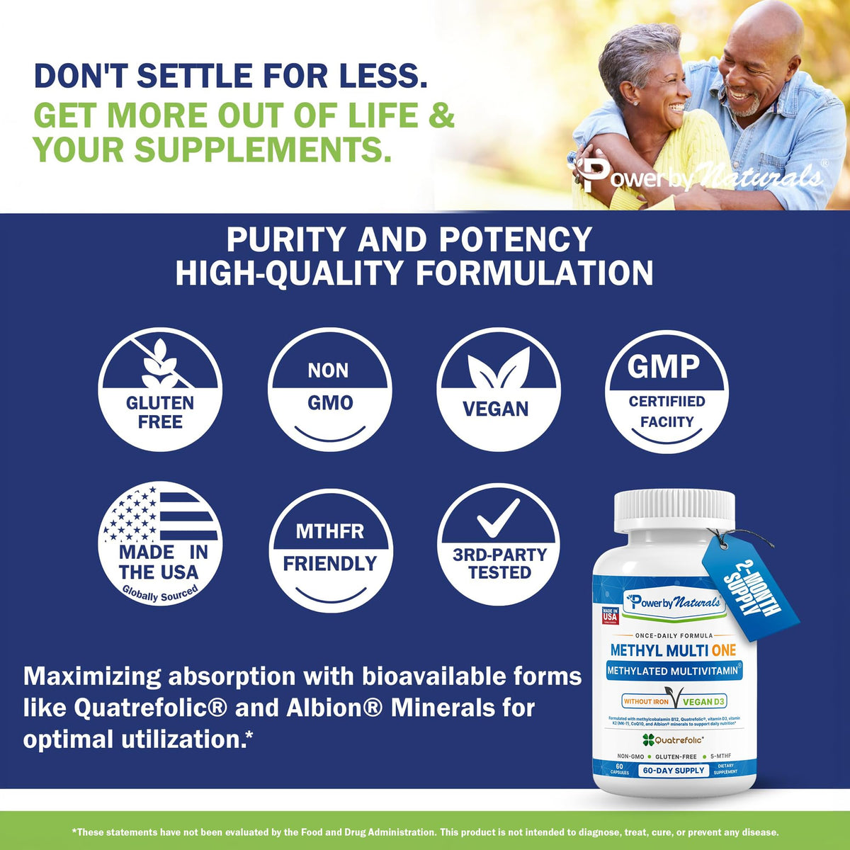 Power By Naturals Methyl Multi One multivitamine 120 capsules avec capsules visibles