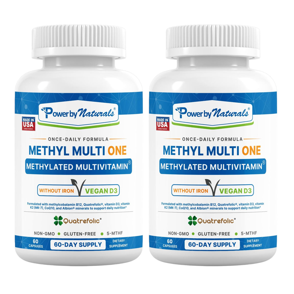 Power By Naturals Methyl Multi One multivitamine 120 capsules face avant