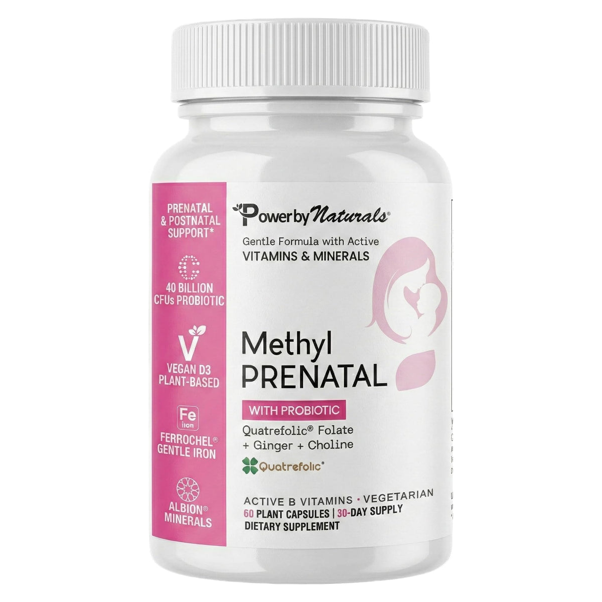 Power By Naturals Methyl Prenatal 60 capsules front view