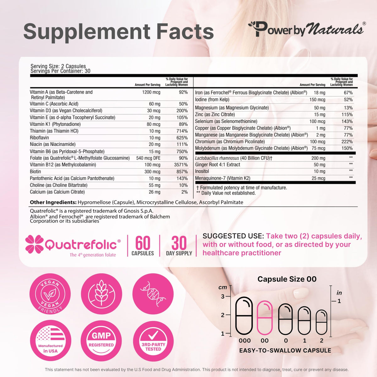 Power By Naturals Methyl Prenatal bottle with label