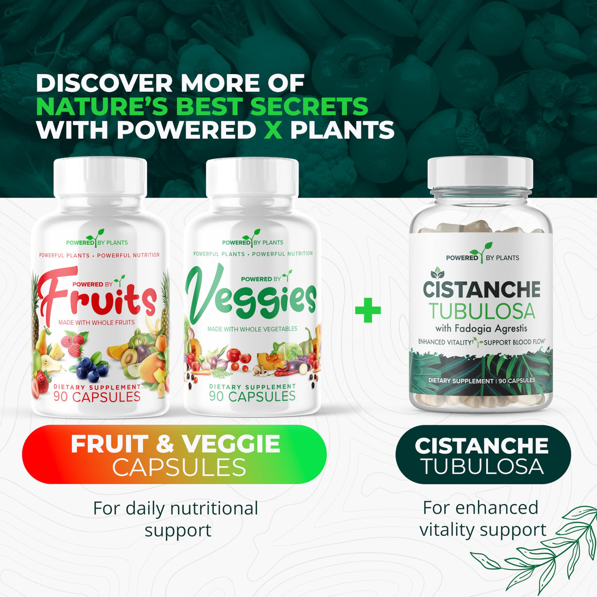 POWERED X PLANTS Capsules de Fruits et Légumes dans un environnement naturel