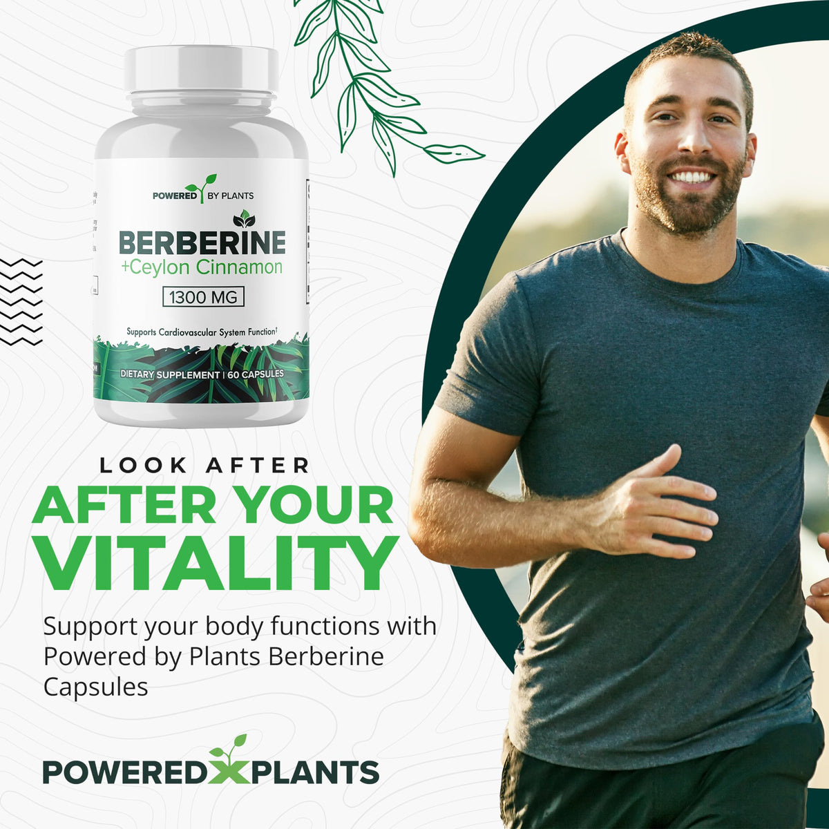 POWERED X PLANTS Complément Alimentaire Berbérine 1300mg capsules en gros plan