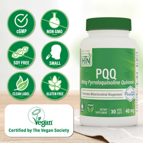 PQQ 40mg Health Thru Nutrition étiquette avec ingrédients