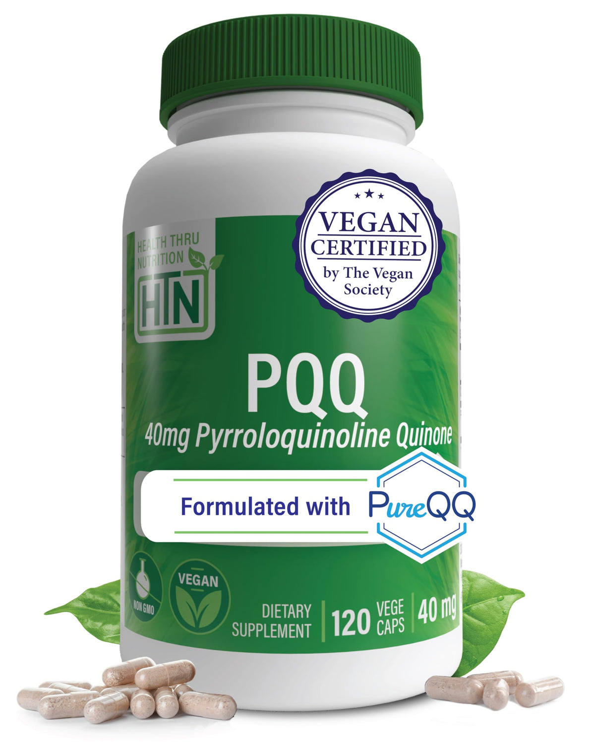 PQQ 40mg Health Thru Nutrition vue de face avec emballage