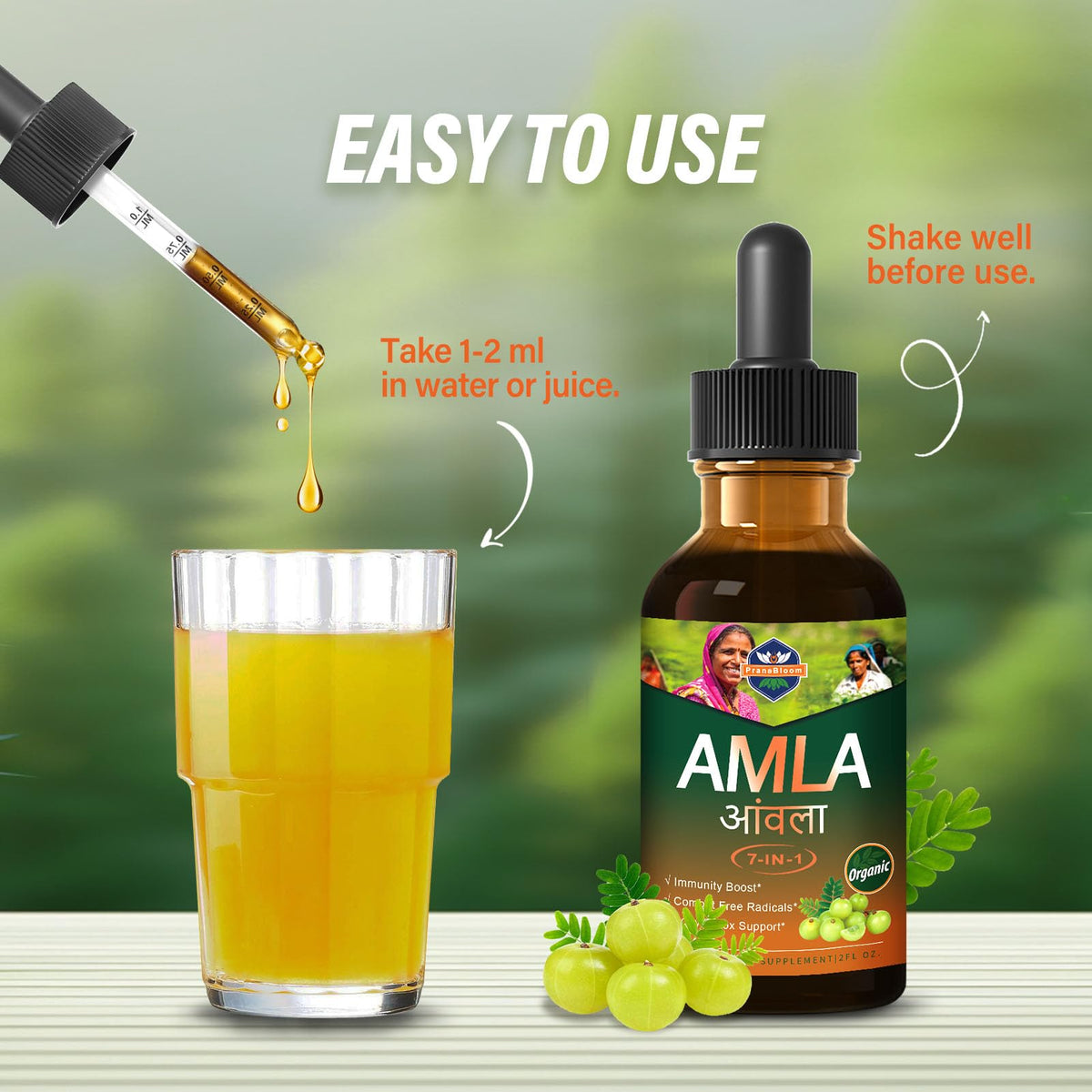 PranaBloom Extrait d'Amla 4 fl oz avec baies de sureau