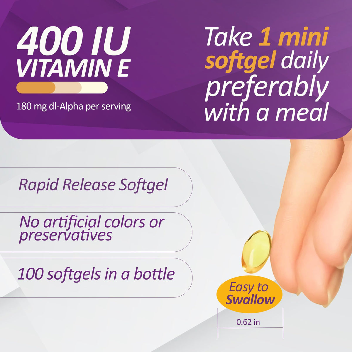 Prati Donaduzzi Vitamine E 400 IU gélules molles avec main pour taille