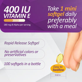 Prati Donaduzzi Vitamine E 400 IU gélules molles avec main pour taille