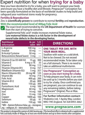 Pregnacare Avant Conception 28 comprimés et 28 capsules d'Omega-3