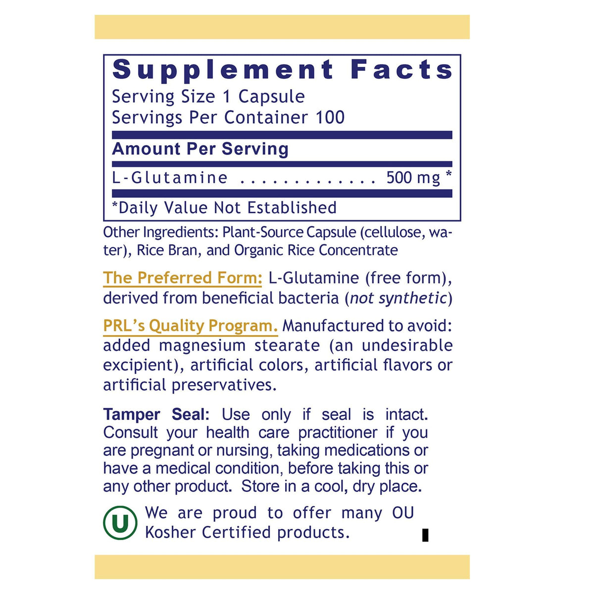 Premier Glutamine 100 capsules dans un environnement naturel