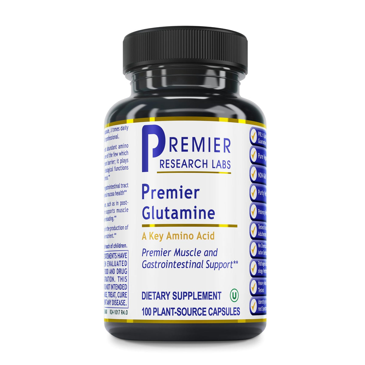 Premier Glutamine 100 capsules vue de face