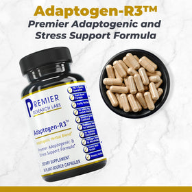 Premier Research Labs Adaptogen-R3 étiquette avec ingrédients