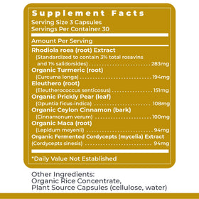 Premier Research Labs Adaptogen-R3 sur une main avec prise de vue rapprochée