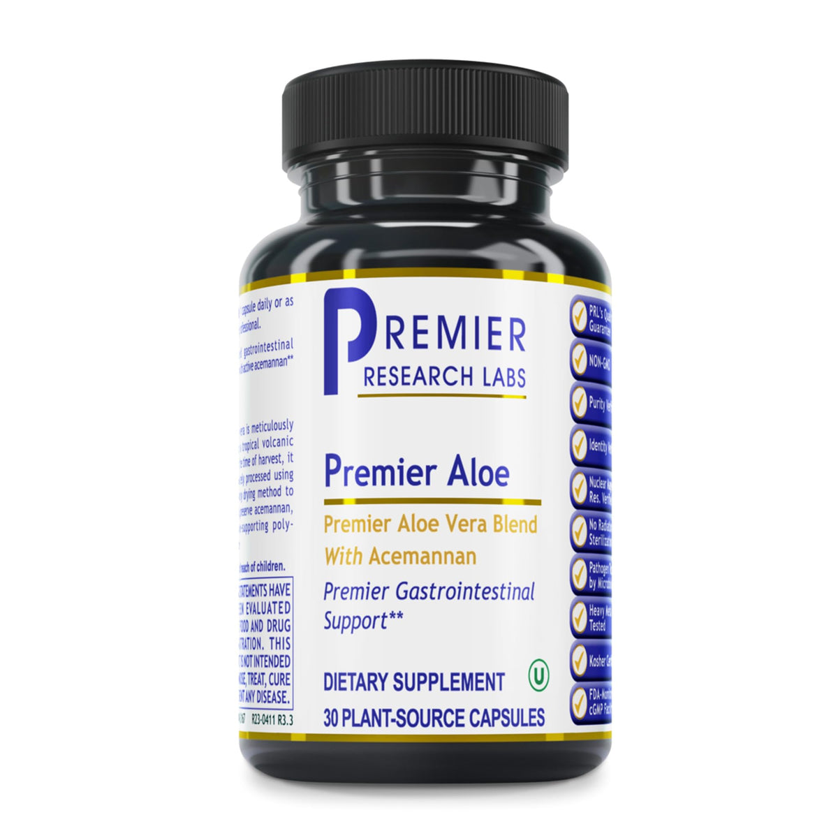 Premier Research Labs Aloe Vera Capsules 145mg 30 végétales face