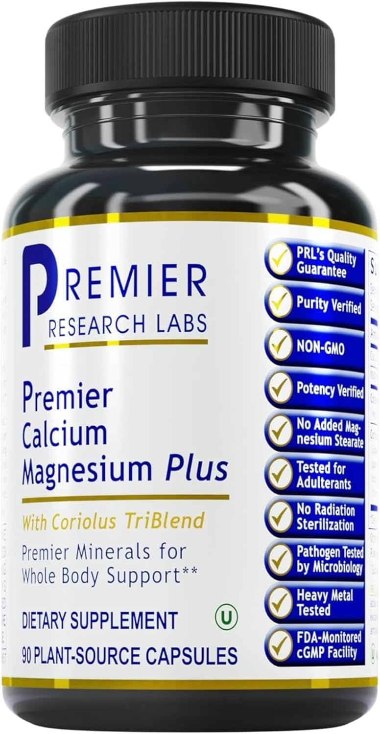 Premier Research Labs Calcium Magnesium Plus 90 capsules front view