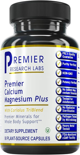 Premier Research Labs Calcium Magnesium Plus 90 capsules front view