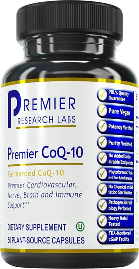 Premier Research Labs CoQ10 100mg capsules front view