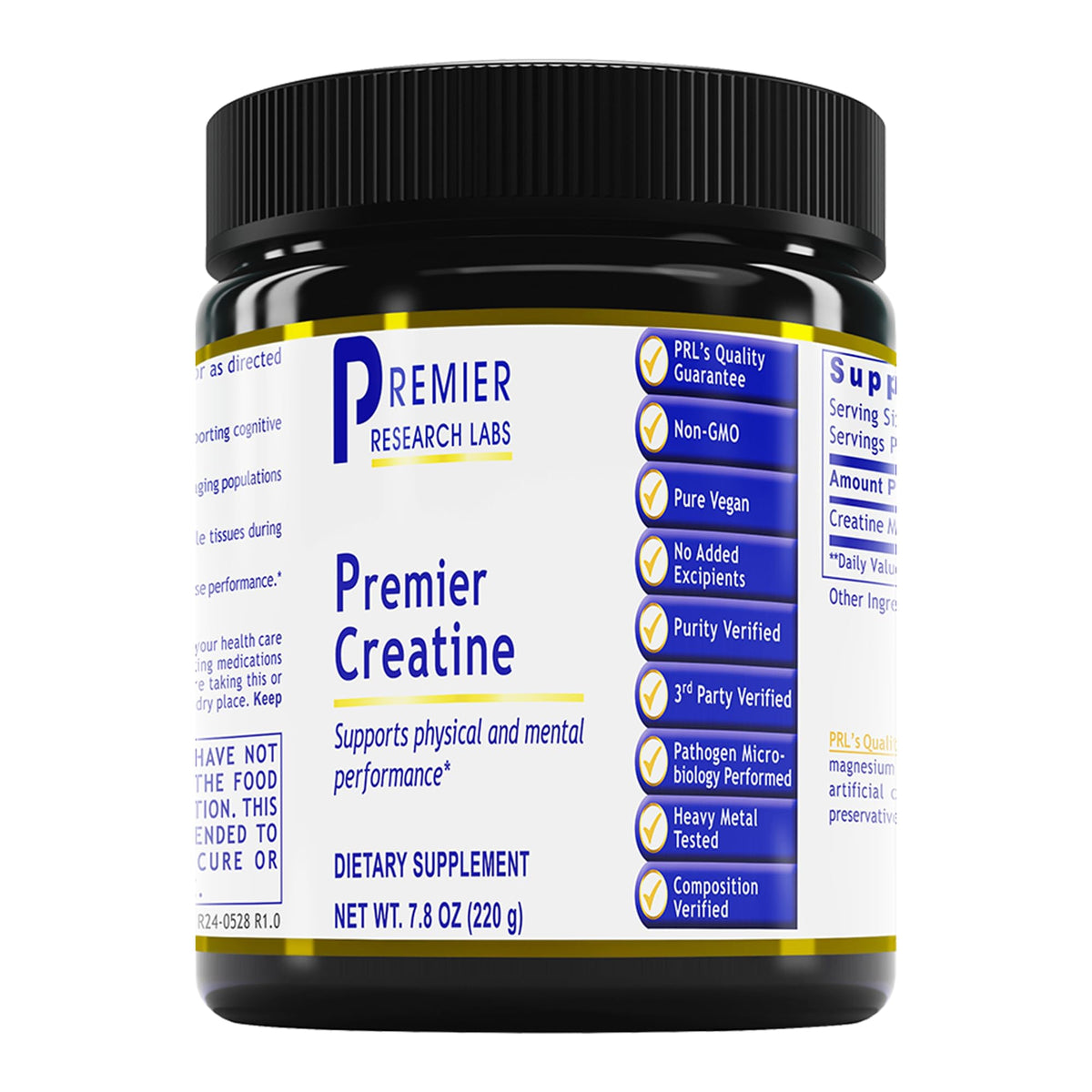 Premier Research Labs créatine monohydrate en poudre 259g vue avant