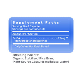 Premier Research Labs DHEA, flacon ouvert avec capsules visibles