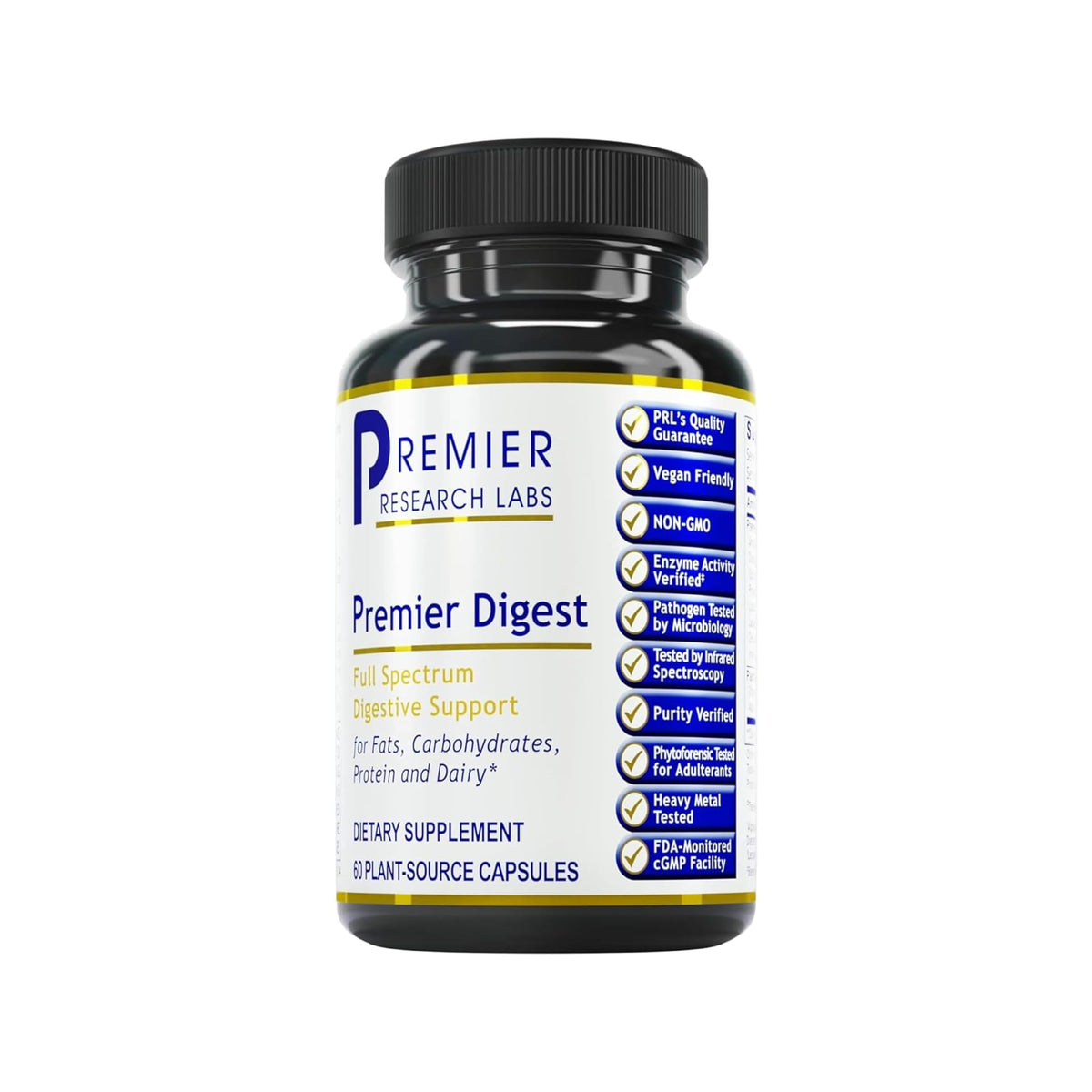 Premier Research Labs Enzymes Actives 60 Capsules vue de face