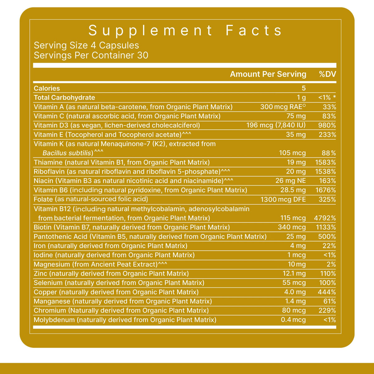 Premier Research Labs Multivitamines Végétales 120 Capsules ouvertes
