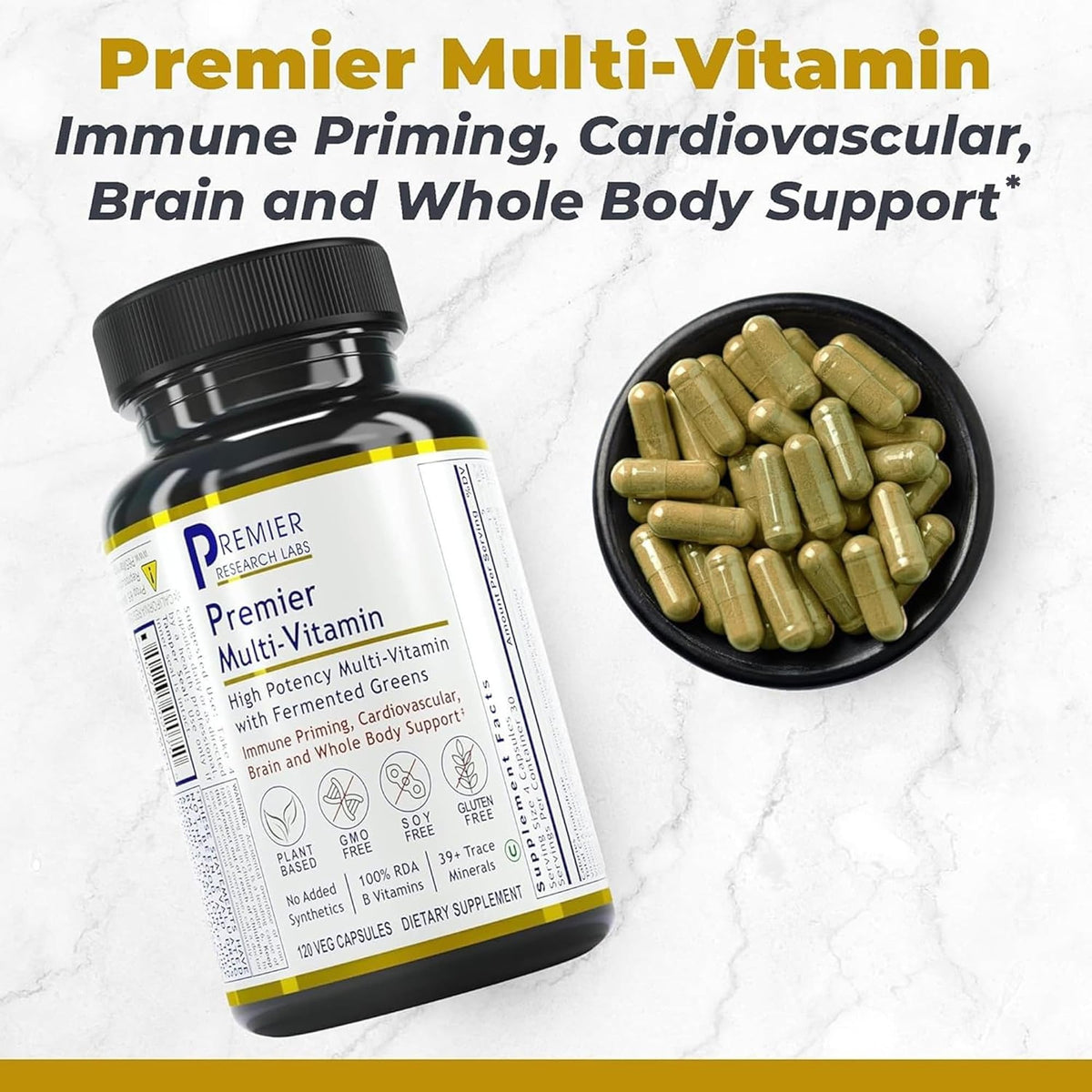 Premier Research Labs Multivitamines Végétales 120 Capsules vue arrière