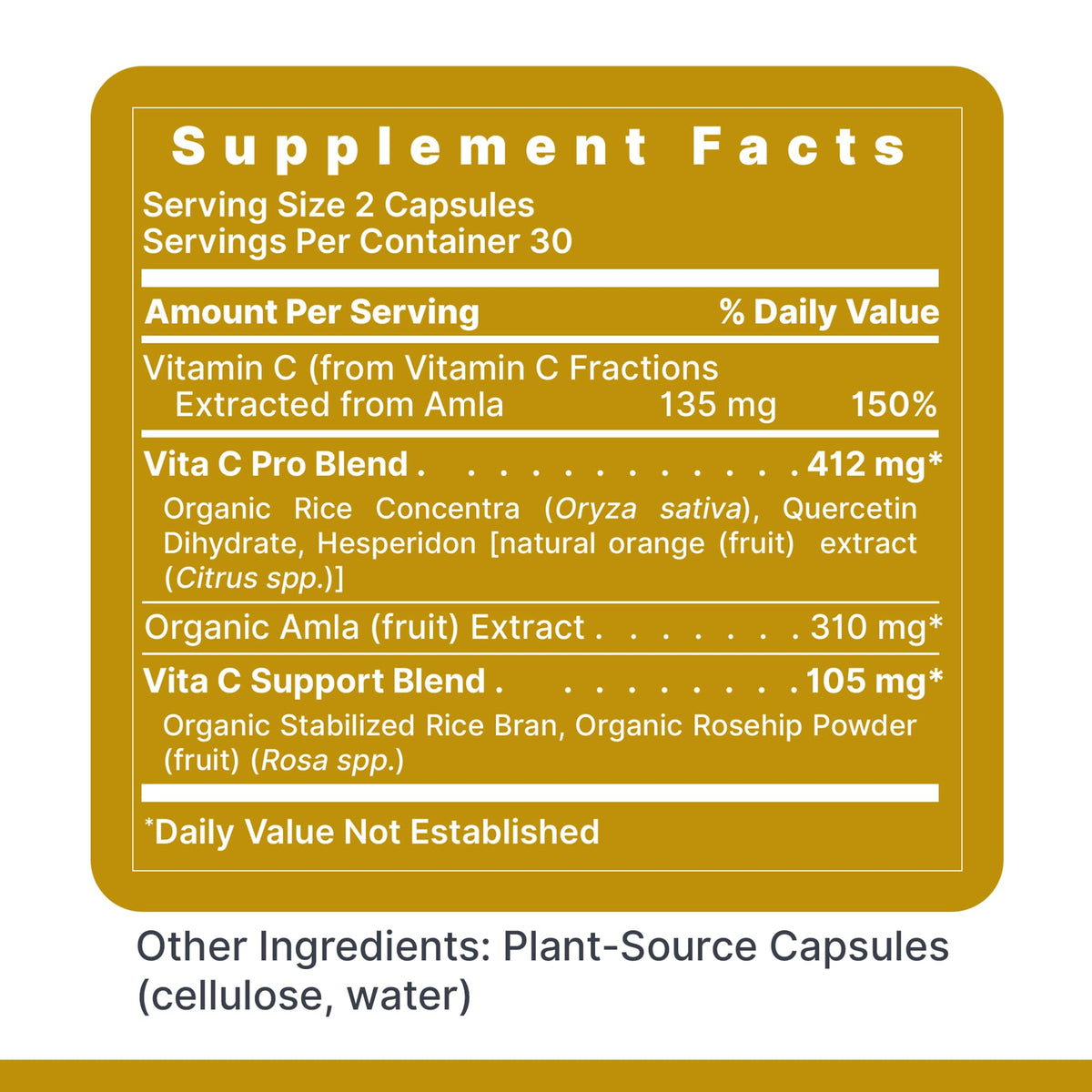 Premier Research Labs Vitamine C capsules avec étiquette et ingrédients