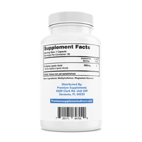 Premium-Supplements Acide Alpha-Lipoïque 300mg ingrédients sur l'étiquette