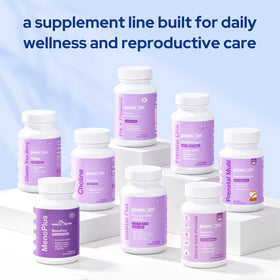 Premom Sperm Fortify avec des fruits frais en arrière-plan