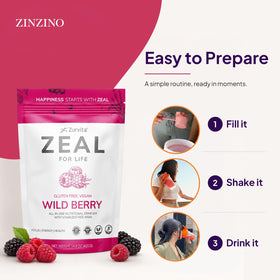 Préparation d'une boisson avec Zurvita Zeal for Life dans un verre