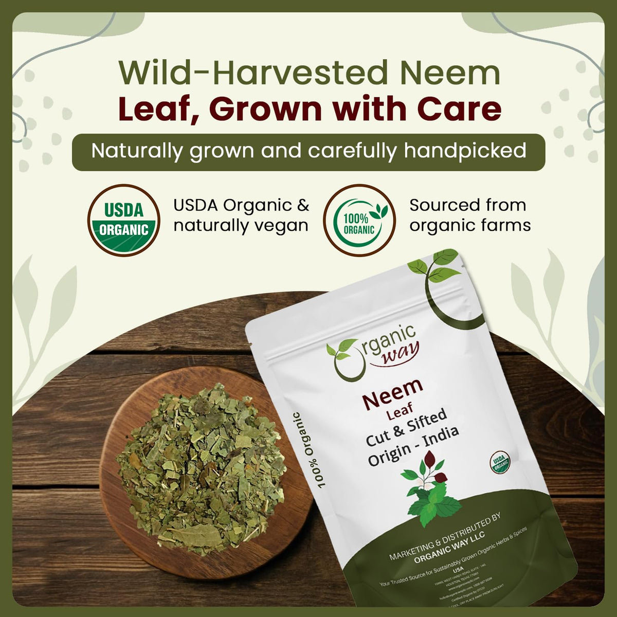 Préparation de thé herbal avec feuilles de neem Organic Way