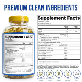 Presca Omega 3-6-9 gélules dans un bol avec des ingrédients naturels
