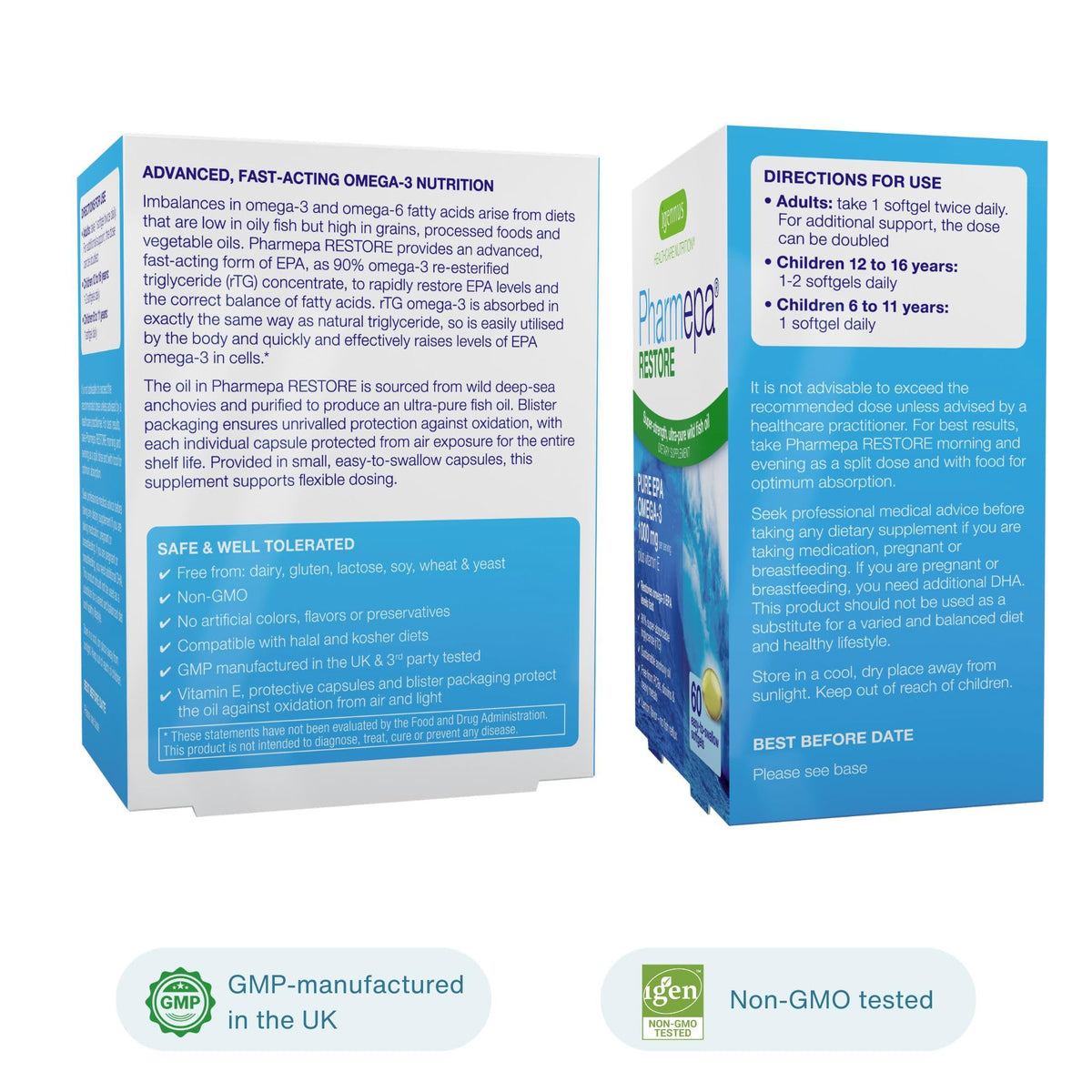 Présentation d'Igennus Pharmepa Restore Pure EPA 1000mg sur une table