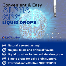 Présentation de FIREWATERSTAR Alpha GPC 300 mg sur un fond neutre