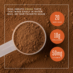 Présentation de la Poudre de Collagène Chocolat CleanForm Nutrition sur une table