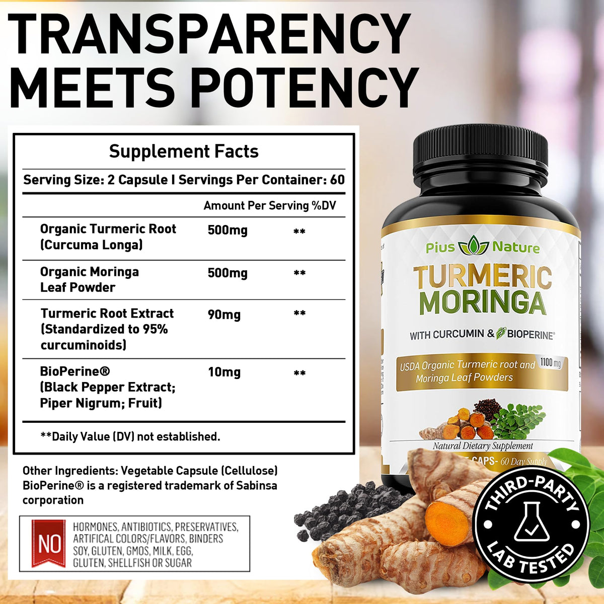 Présentation de la poudre de moringa et curcuma PIUS NATURE