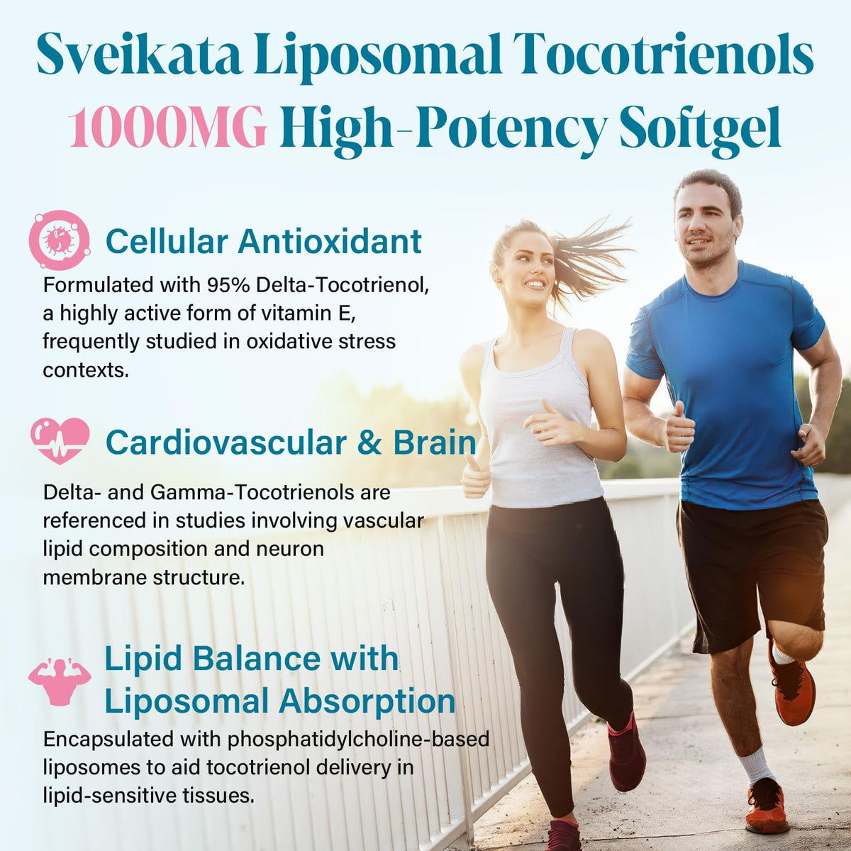 Présentation de Svaiketa Tocotrienols Liposomaux 1000mg sur une table