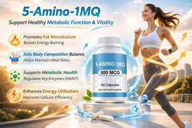 Présentation des capsules 5 Amino 1mq 500MCG avec des accessoires de santé